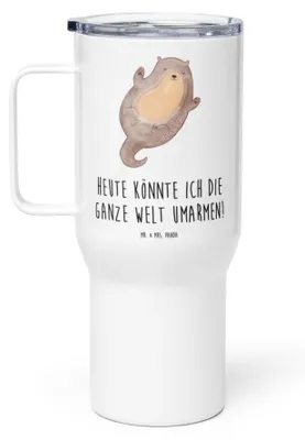 Produktbild von Mr. & Mrs. Panda thermosbecher Otter Umarmen - Weiß - Geschenk, Optimistisch, Kaffee-to-go-Becher, Teetasse, glücklich, Thermobecher, Seeotter See, getränkebecher, Großer