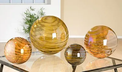 Produktbild von Gilde Glas Kugel amber /weiss 39270