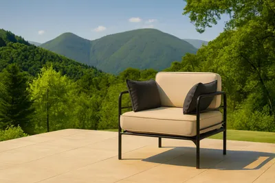 Zdjęcie produktu dla Krzesło fotel Teneryfa jednoosobowy beżowy w tkaninie outdoor na taras