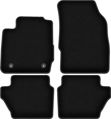 Obrázek produktu pro Velurové autokoberce na míru pro Ford Fiesta MK7 (2011-2017, hatchback) černé, sada 4 ks, s úchyty