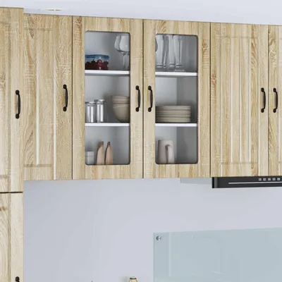 Produktbild von vidaXL Wandglas-Schrank LUCCA Sonoma-Eiche 80 x 31 x 80 cm