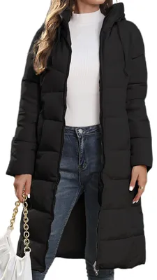 Produktbild von Verdickte lange Daunenjacke für Damen, übergroß, kältebeständig, Winter-Thermomäntel, modischer Steppmantel mit Kapuze