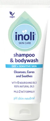 Produktbild von Inoli 2-in-1 Baby Shampoo & Duschgel - pH-hautneutral - 6 natürlichen Ölen - 200 ml