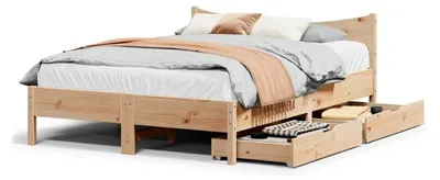Produktbild von Bettgestell mit Schubladen, 135 x 190 cm, Doppelbett, Massivholz, Kiefer