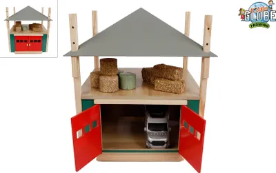 Produktbild von Kids Globe Scheune mit Lagerraum für Stroh, aus Holz 1:32, Bauernhof Schuppen