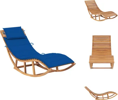 Image de vidaXL Chaise longue à bascule avec coussin, en bois de teck massif -  Chaises longues