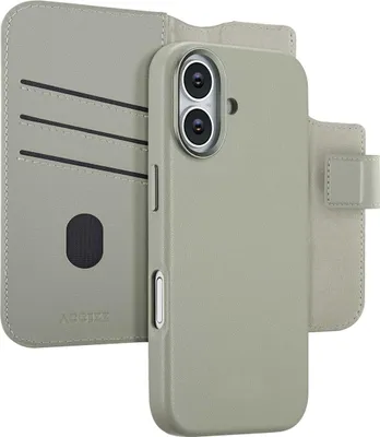 Image de Accezz Bibliothèque en cuir 2-en-1 avec MagSafe pour Apple iPhone 17 - Gris clair