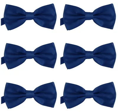 Produktbild von 6er Set DonDon Herren Fliege 12 x 6 cm gebunden und längenverstellbar dunkelblau