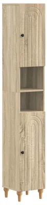 Image de Armoire de salle de bain avec étagère ouverte, modèle ALKMAAR, en chêne Sonoma