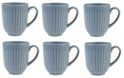 Produktbild von Tassen Set Lubiana Daisy Porzellan 350 ml 12 Stück grau-blau