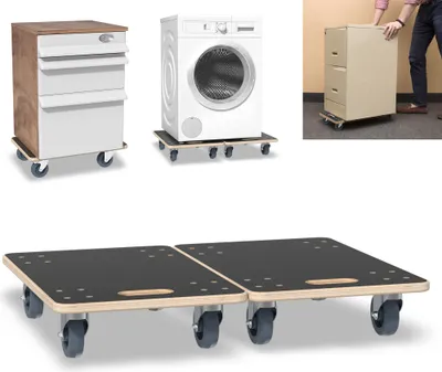 Obrázok produktu pre XINZI sada 2 prepravných vozíkov s 2x parkovacou brzdou, 60 x 40 x 14,5 cm do 200 kg sieťotlačovej dosky, PP kolieska, pomôcka na prepravu nábytku