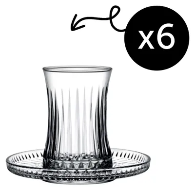 Produktbild von Pasabahce Elysia Teeset – 6 Teegläser mit Untertassen