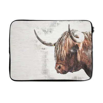 Produktbild von MuchoWow® Laptop Hülle 13 Zoll Scottish Highlander - Tiere - Zeitungsartikel Laptoptasche - Laptophülle - Sleeve - Rundumschutz