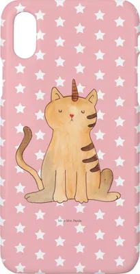Produktbild von Mr. & Mrs. Panda Iphone 10 Handyhülle Einhorn Katze - Rot Pastell - Geschenk, Hülle, Regenbogen, X, Unicorn, Handy, Cover, Glitzer, Mieze