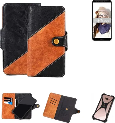 Produktbild von K-S-Trade Handyhülle Schutzhülle Bookstyle Case Wallet-Case kompatibel mit Archos 55S Ultra Handy Cover Bumper Klapphülle schwarz hellbraun 1x