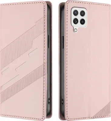 Produktbild von Hülle für Samsung Galaxy A22 4G, Kunstleder Brieftaschen Handyhülle mit Kartenfach und Standfunktion Pink