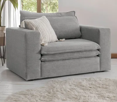 Produktbild von Loveseat Sessel "Pesaro" in hellgrau Cord Loungesessel 125 cm