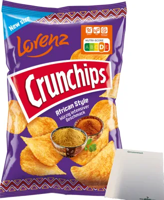 Produktbild von Lorenz Chips Crunchips African Style Kartoffelchips (150g Packung) + usy Block