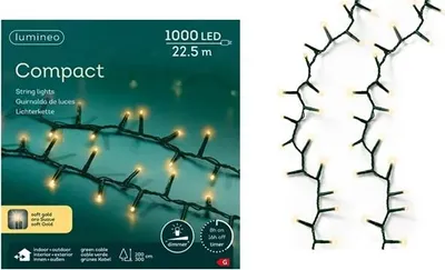 Produktbild von LED Weihnachtsbaum Lichterkette Warmgolden 1000 LEDs 22,5m für Innen/Außen Dimmbar Timer