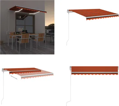 Obrázok produktu pre vidaXL Automatická markíza s LED senzorom vetra 350x250 cm oranžová/hnedá - Markízy - Slnečné striešky - Slnečné striešky