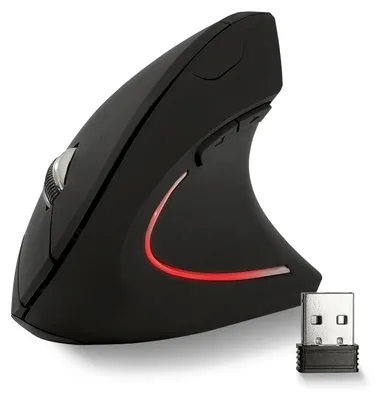 Zdjęcie produktu dla Ergonon, mysz pionowa bezprzewodowa, ergonomiczna mysz USB, 6 przycisków, czarna