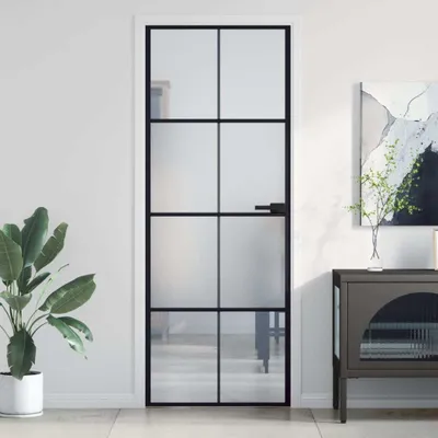 Produktbild von Innentür stabil, Tür Schlank Schwarz 76x201,5 cm Hartglas und Aluminium - Haustüren CC1755