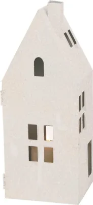 Immagine prodotto di Portacandela - 11 x 32 cm - Bianco - Ferro - Verniciato - Casa con finestra