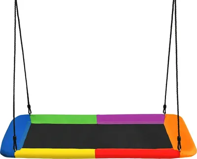Produktbild von Nestschaukel, 100-180 cm höhenverstellbar, Baumschaukel bis 318 kg belastbar, Tellerschaukel für Innen & Außenbereich, Gartenschaukel für Kinder & Erwachsene, 150 x 80 cm (Bunt)