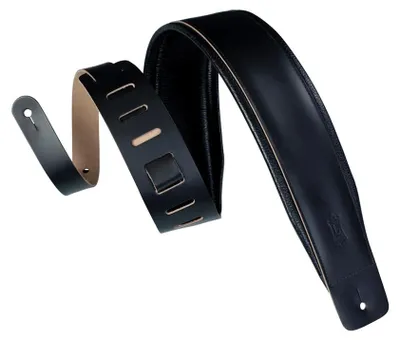 Produktbild von Levys Leathers DM1PD-BLK 3" Leather Guitar Strap Black