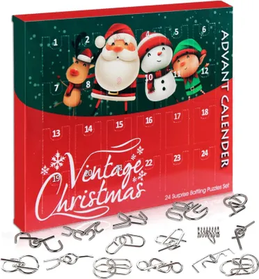 Produktbild von OBEST Adventskalender für Kinder 24 Draht-Puzzleteile Countdown Kalender