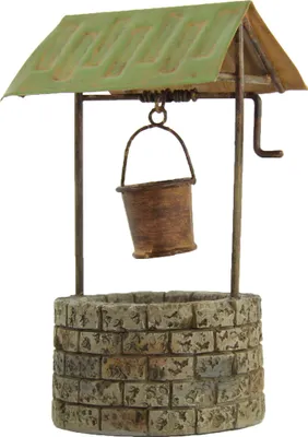Produktbild von Minigarten Steinbrunnen mit Metalldach 13 cm Polyresin Deko Garten