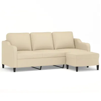 Produktbild von 3-Sitzer-Sofa mit Hocker Creme 180 cm Stoff