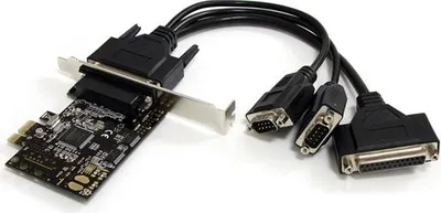 Obrázek produktu pro StarTech.com PEX2S1P553B, PCIe, Paralelní, Sériový, Nízký profil, RS-232, Černá, Stříbrná, CE, FCC, REACH