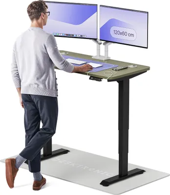 Image de Desktronic HomePro Bureau électrique réglable en hauteur 120x60cm noir/vert avec fonction mémoire, technologie anti-collision, ports de recharge USB-A et USB-C