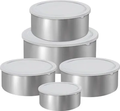 Produktbild von Famanu Edelstahlbehälter mit Deckel - Set aus 5 wiederverwendbaren Lunchboxen