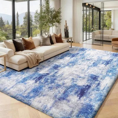 Produktbild von Teppich Hochflor Flauschig - 120 x 160 cm - Schaumstoffkern - Antirutsch-Noppen