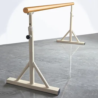 Obrázok produktu pre Drevená baletná tyč – tyč na balet, na strečing – na baletný tréning – výškovo nastaviteľná – 120 cm – prírodné drevo