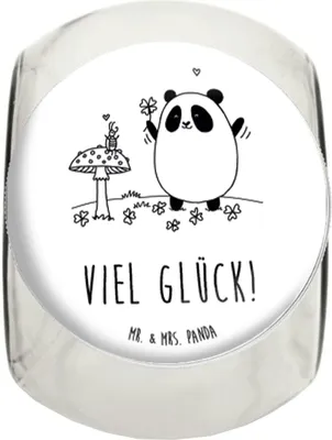 Produktbild von Mr. & Mrs. Panda Süßigkeitenglas Panda Glück XL 2000ml - Weiß - Geschenk, Dekoglas, Glasdose, Teedose, glasbehälter, Aufbewahrungsdose, schraubglas