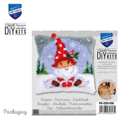 Produktbild von Vervaco Knüpfkissenpackung Weihnachtsgnom im Schnee