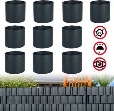 Produktbild von XMTECH 10 Stück Premium Hart-PVC Sichtschutzstreifen für Doppelstabmatten 2,5mx19cm Zaunsichtschutz für Balkon Gartenzaun, Anthrazit