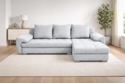 Produktbild von AX LIVING Manisa Wohnzimmer Couch L Form Couch hellgraues Schlafsofa R