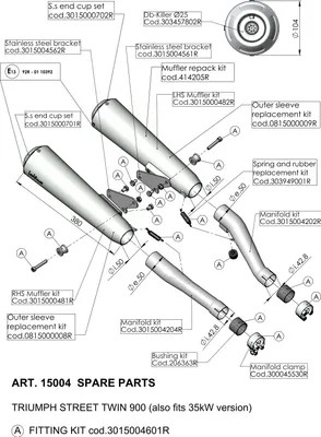 Produktbild von Auspuffrohr LeoVince Auspuff-Ersatzteil Verbindungsrohr, Edelstahl, Ø 50mm 380mm, links für CLASSIC RACER