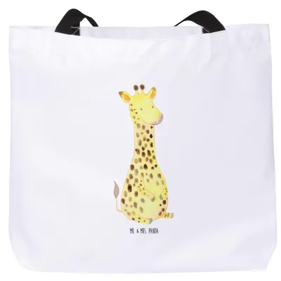 Produktbild von Mr. & Mrs. Panda Reisetasche Giraffe Zufrieden - Weiß - Geschenk, Abenteuer, Afrika, Laptoptasche, Glück, Schultasche, Strandtasche, Tote Bag, Tasche