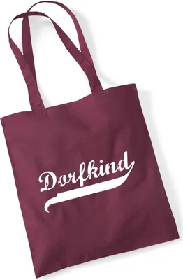 Produktbild von Hellweg Druckerei Baumwollbeutel Dorfkind Vintage Geschenk Einkaufsbeutel Burgundy 10 Liter Baumwolle Dorfkind Vintage Überraschung