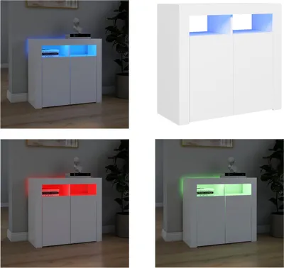 Obrázok produktu pre vidaXL Príborník s LED osvetlením biely 80x35x75 cm - Príborník - Príborníky - Príborníky