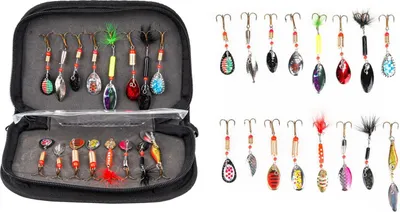 Produktbild von Boddenangler Forellen Barsch Zander Spinner Set m. Tasche