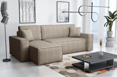 Produktbild von Emoebel24 Ecksofa mit Schlaffunktion und Bettkasten L-form Couch Schlafsofa Sofas&Couches Schlafsofa mit Bettkasten Boneless Couch Denis Hellbraun