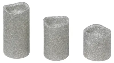 Produktbild von LED-Kerzen/Stumpenkerzen Set - 3x Stuck - silber - glitter