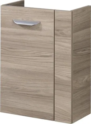 Produktbild von Fackelmann LUXOR Waschbeckenunterschrank schmal  Unterschrank für Waschtisch im Gäste-WC (44 cm x 60 cm x 24,3 cm)  Türanschlag links  SBC Badezimmerschrank hängend in Braun hell