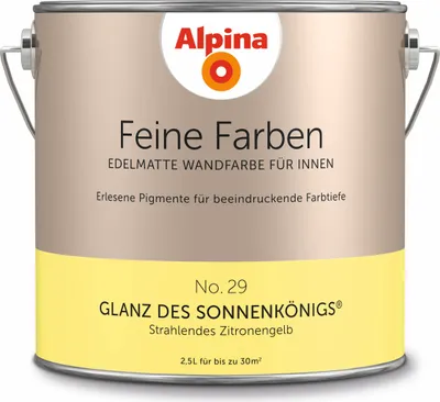 Produktbild von Alpina Feine Farben No.29 Glanz des Sonnenkönigs Wandfarbe Zitronengelb 2.5l